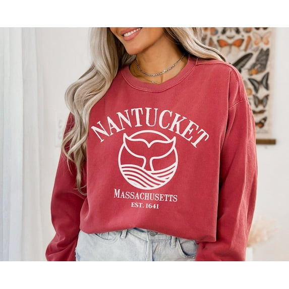 Nantucket Sweatshirt, Comfort Colors Island Crewneck, Preppy Beach Pullover for Spring Break