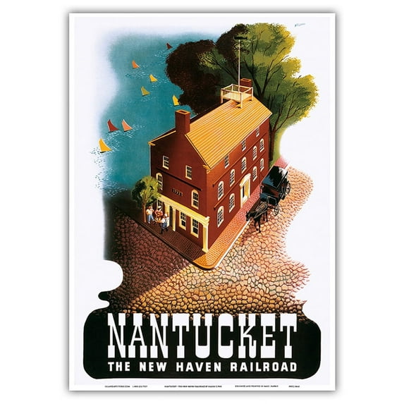 Nantucket - The New Haven Railroad - Vintage Railroad Travel Poster by Ben Nason c.1940 - Master Art Print 10in x 14in