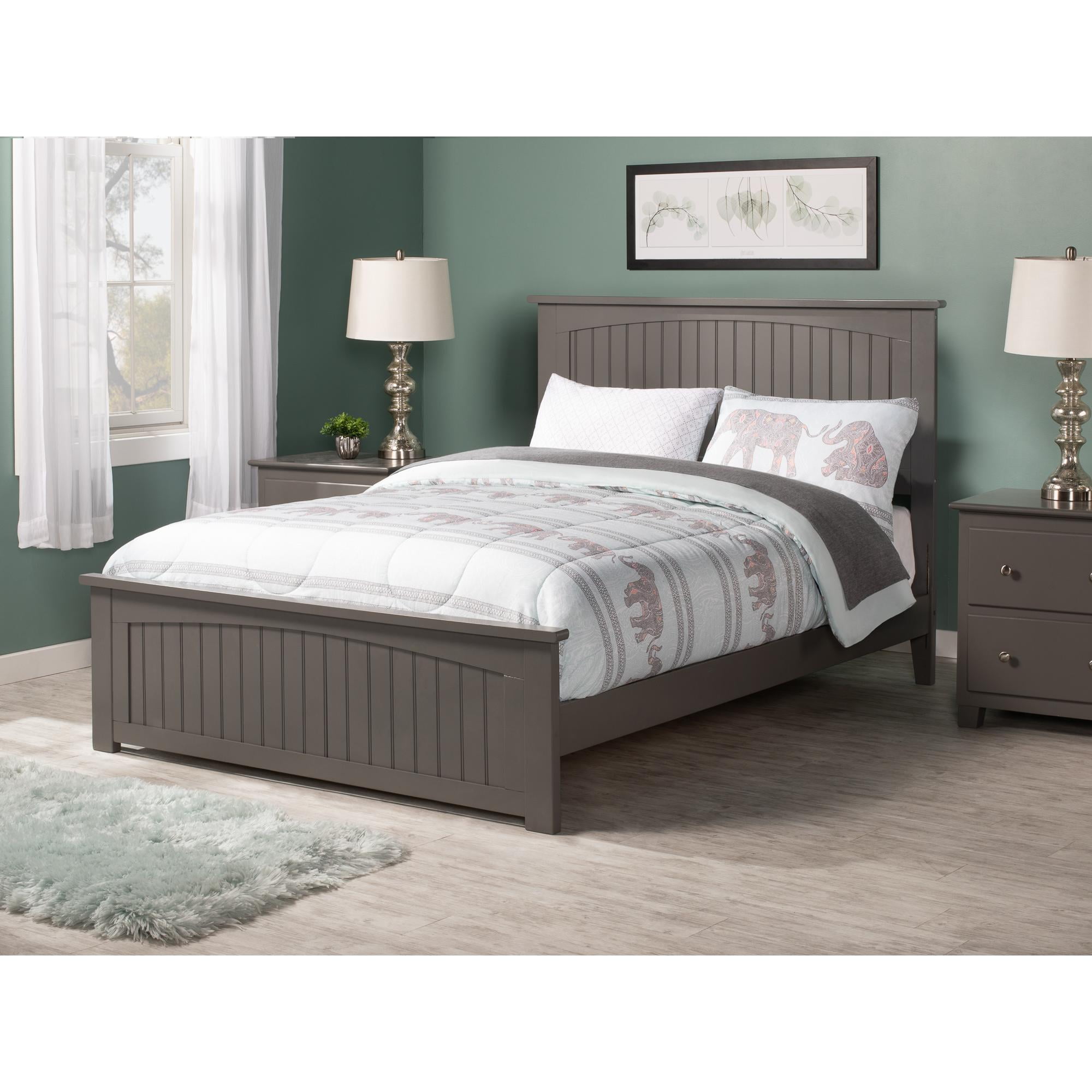 Nantucket Gray Full Wood Platform Bed with Headboard