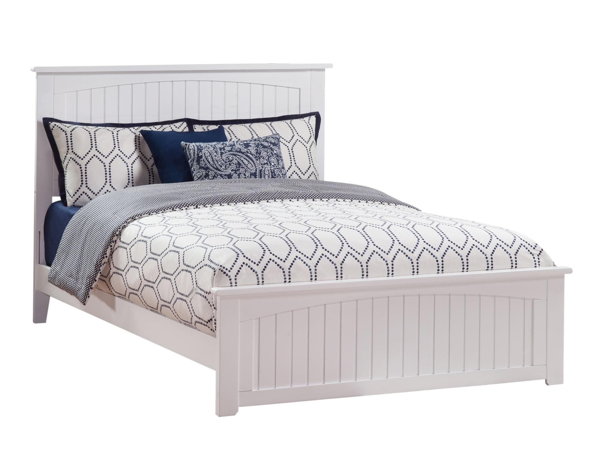 Nantucket White Queen Wood Frame Bed with Headboard