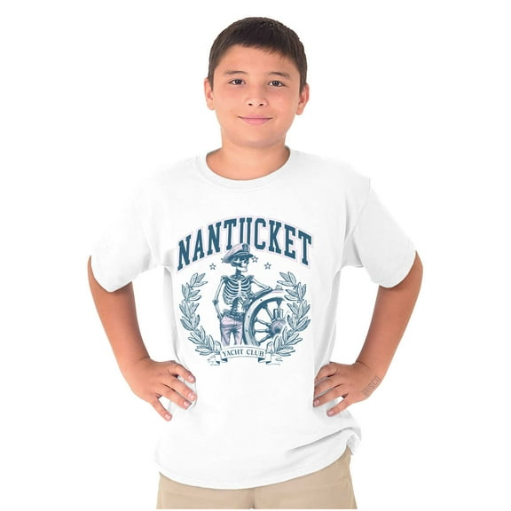 Nantucket Yacht Club Skeleton Captain Crewneck T Shirts Boy Girl Teen Brisco Brands S