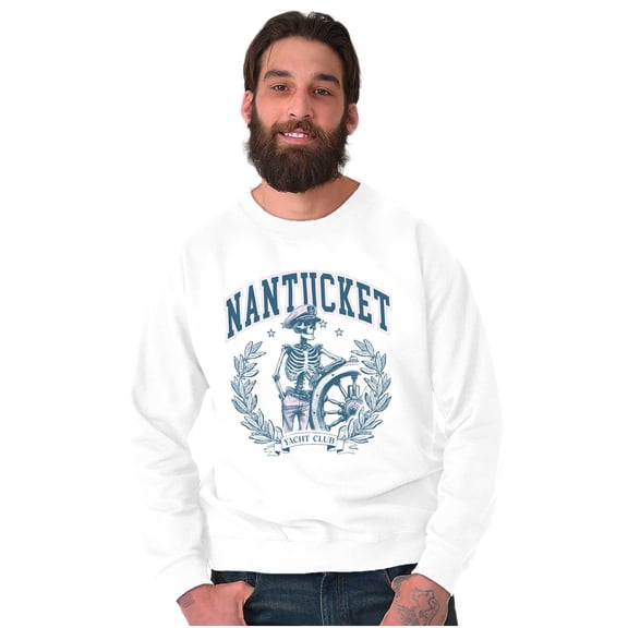 Nantucket Yacht Club Skeleton Captain Unisex Plus Fleece Graphic Sweatshirt Brisco Brands 3X