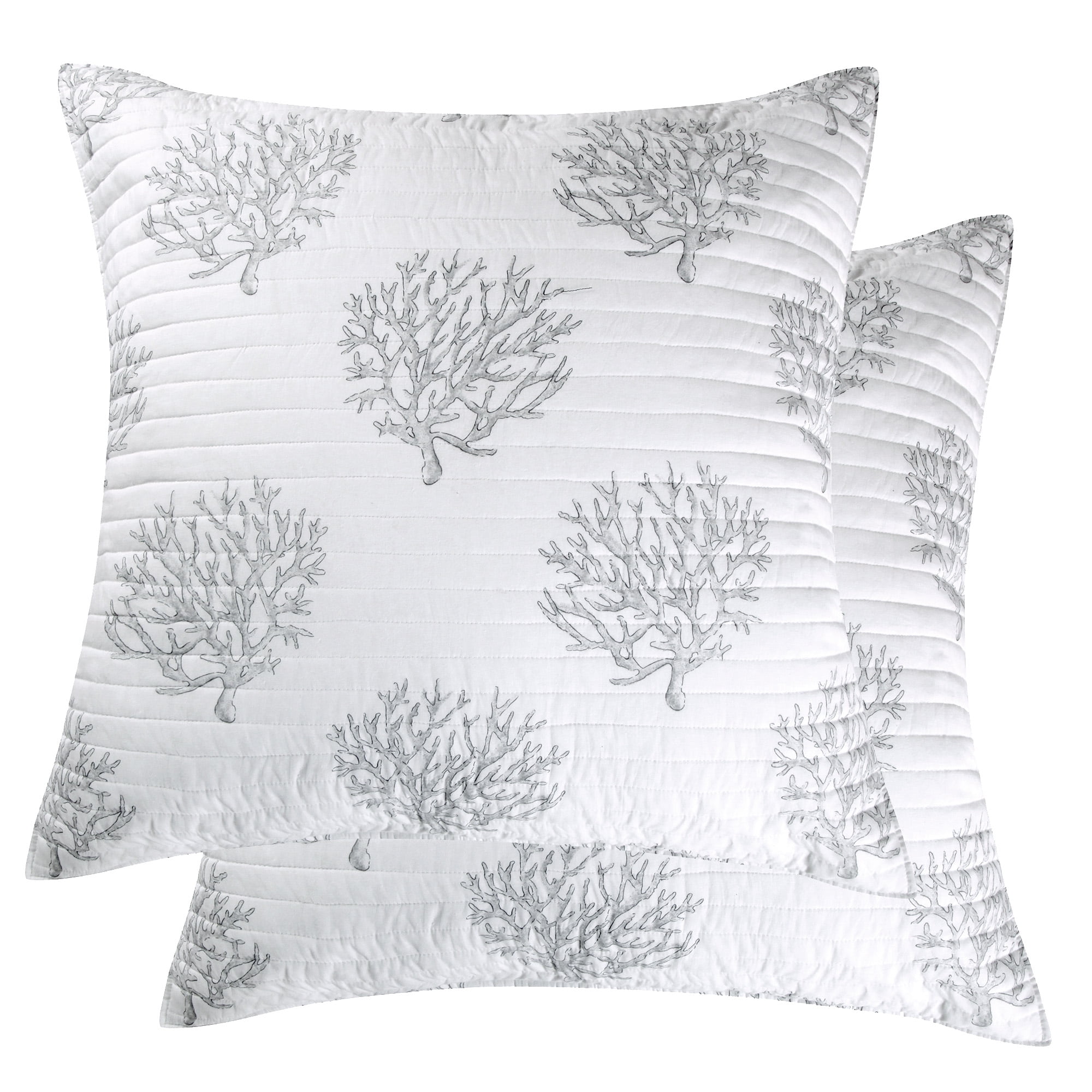 Nantucket White and Blue Cotton Euro Sham Set