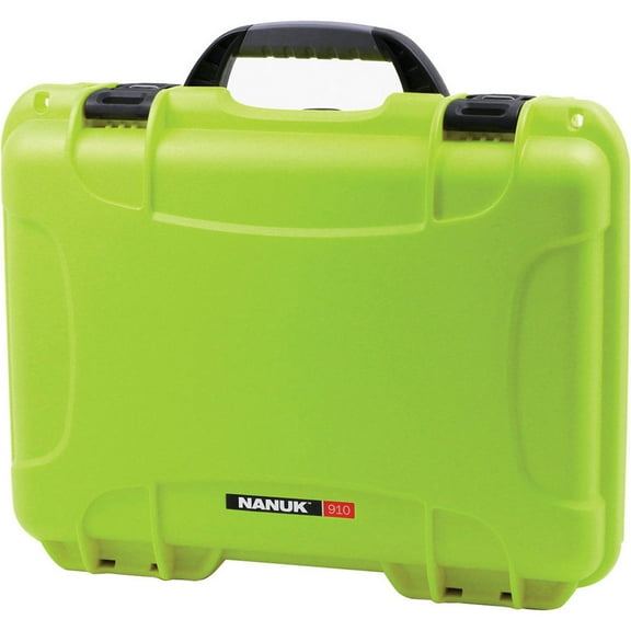 Nanuk Medium Series 910 Lightweight NK-7 Resin Waterproof Protective Case with Foam for Camcorder or Mirrorless Camera Kit, Lime