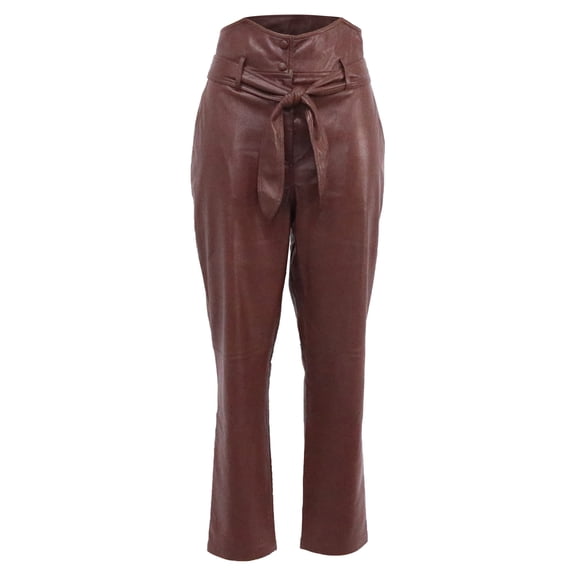 Pre-Owned Nanushka Ethan Vegan Leather Pants In Burgundy Polyester