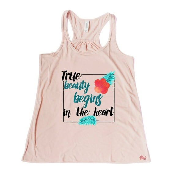 NanyCraft's True Beauty Begins in the Heart Ladies Racerback Tank Top