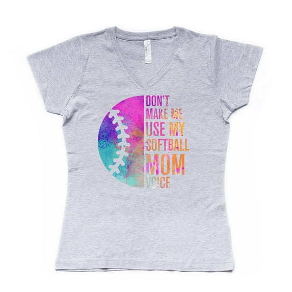 NanyCrafts' Don't Make me Use my Softball Mom Voice Ladies Modern Fit V-Neck Shirt