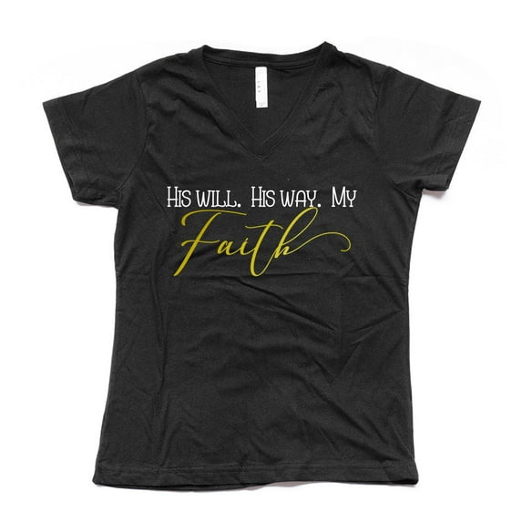 NanyCrafts' His Will His Way My Faith Ladies Modern Fit V-Neck Shirt