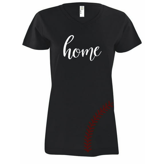NanyCrafts' Home Baseball-Softball Mom fan Ladies Modern Fit V-Neck Shirt