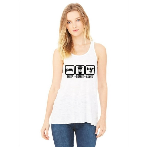 NanyCrafts Sleep Coffee Squat Women's Flowy Racerback Tank