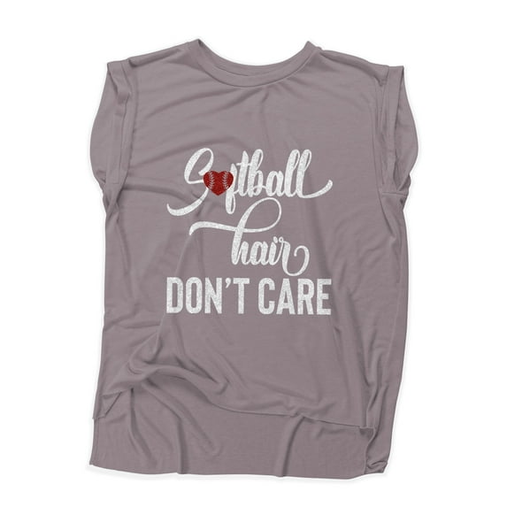 NanyCrafts' Softball Hair don't Care Flowy Muscle Tee