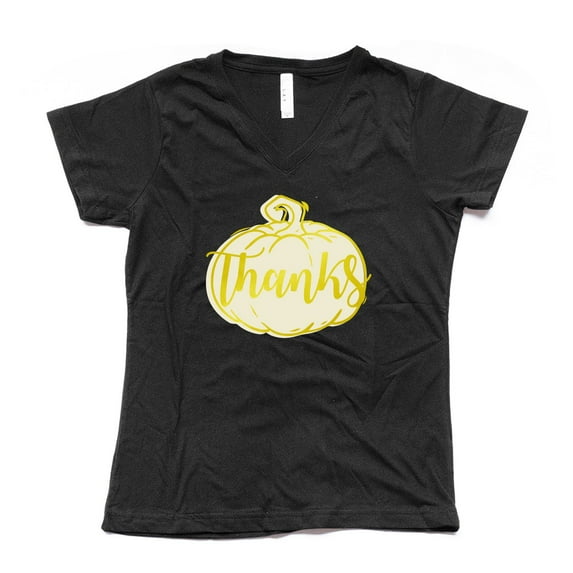 NanyCrafts' Thanks Gold Pumpkin Ladies Modern Fit V-Neck Shirt