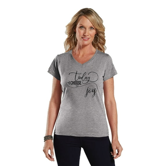 NanyCrafts' Today I Choose Joy Ladies Modern Fit V-Neck Shirt