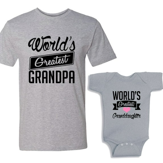 NanyCrafts World's Greatest Grandpa - World's Greatest Granddaugther Matching Set Men's Adult Jersey shirt - Baby Bodysuit