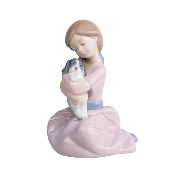 Nao by Lladro Collectible Porcelain Figurine: MY PUPPY LOVE - 5 1/2" tall - girl with puppy dog