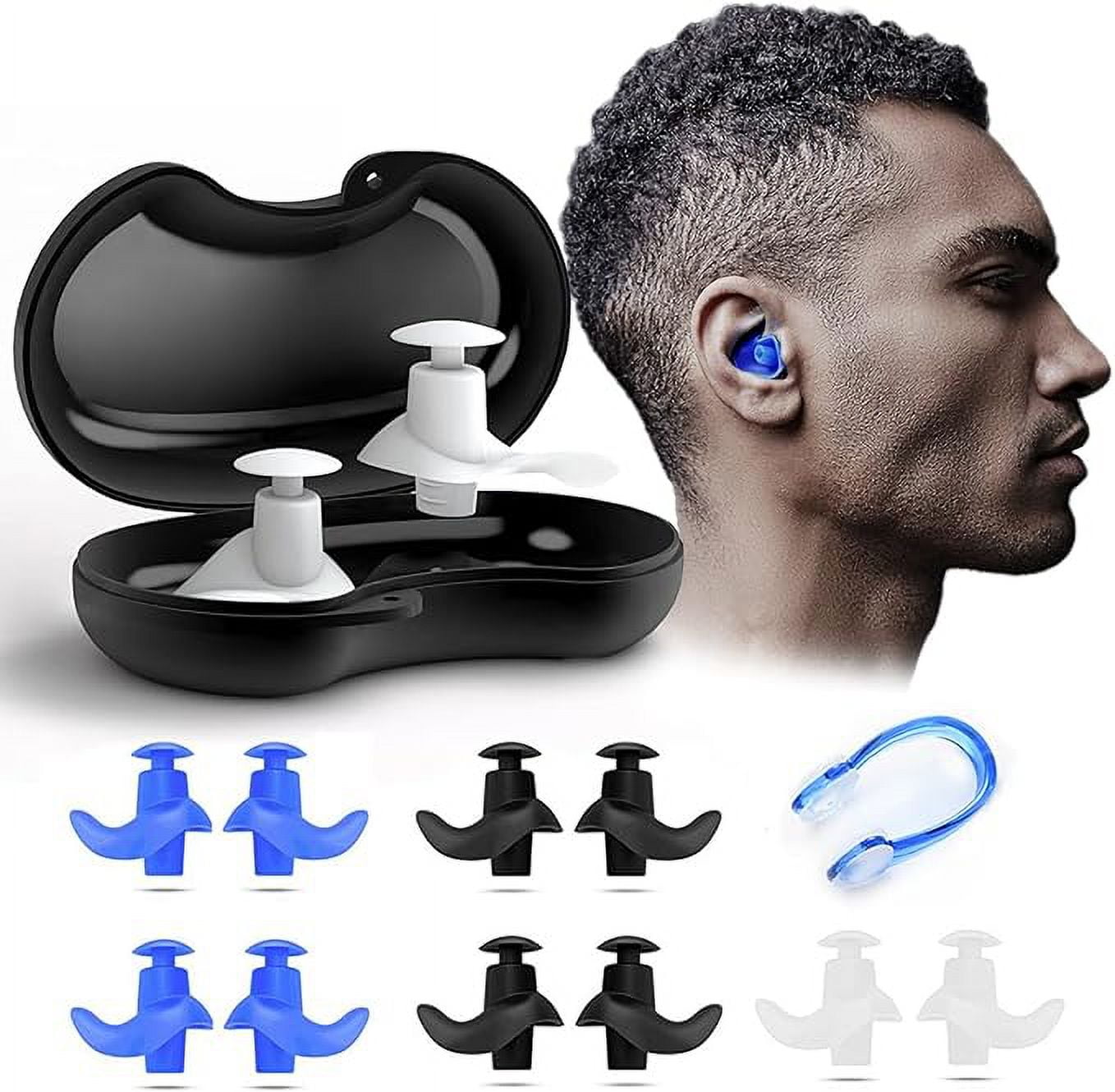 Naohiro Swimming Earplugs, 5Pairs Pack Waterproof Reusable Silicone