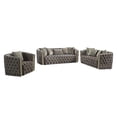 thumbnail image 1 of Naomi Button Tufted 3 Pc Set with Velvet Fabric and Gold Accent in Taupe, 1 of 6