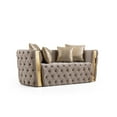 thumbnail image 1 of Naomi Button Tufted Loveseat with Velvet Fabric and Gold Accent in Off White, 1 of 7