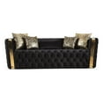 thumbnail image 1 of Naomi Button Tufted Sofa Finished with Velvet Fabric and Gold Accent in Black, 1 of 6