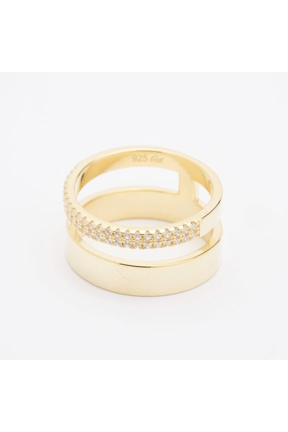 Naomi CZ Double Band Gold Ring