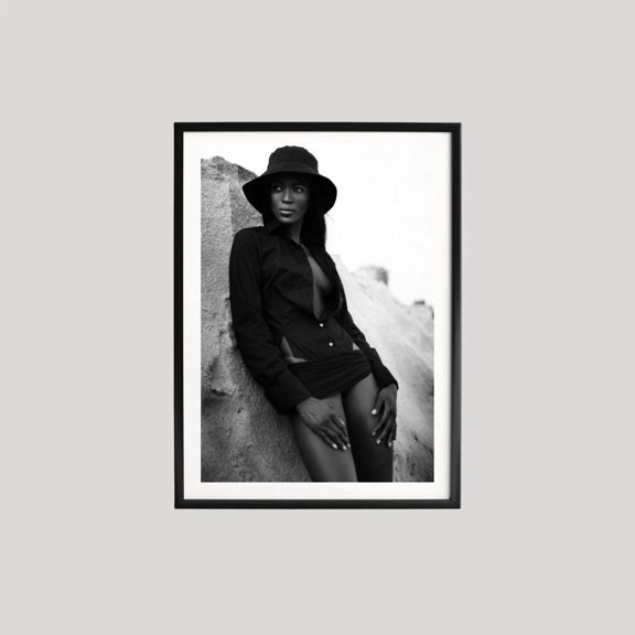 Naomi Campbell Photography Black and White Fashion Portrait Iconic Supermodel Editorial Art Minimalist Wall Decor, Unframed Poster