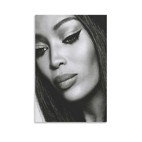 Naomi Campbell Poster London Supermodel Fashion Beauby Black Pearl Black And White Canvas Wall Art Poster Decorative Bedroom Modern Home Print Picture Artworks Posters 08x12inch(20x30cm)