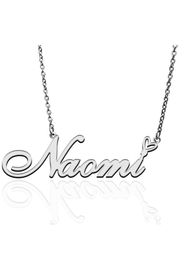 Naomi Custom Name Necklace Customized Personalized Plated Name Necklace for Mother Daughter Friendship Women Valentine's Day Christmas Birthday New Year Silver