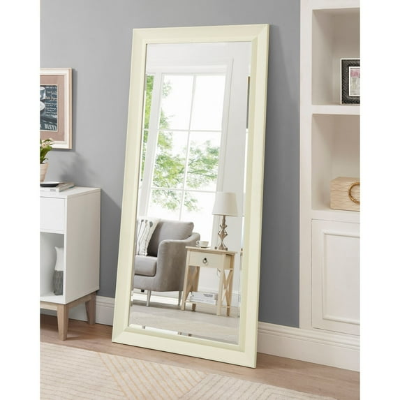 Naomi Home 24” x 70 off-White Framed Bevel Mirror