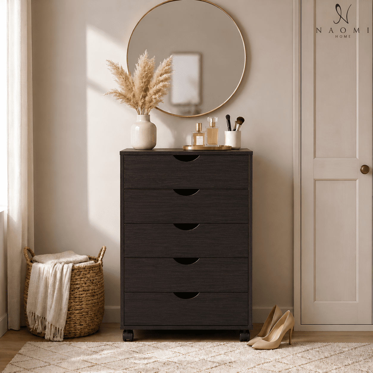 Naomi Home Taylor 5 Drawer Rolling Storage Cabinet with Lockable Naomi Home Taylor 5 Drawer Rolling Storage Cabinet with Lockable