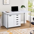 thumbnail image 1 of Naomi Home Mobile 5-Drawer Storage Cabinet with Wheels and Shelves, Space-Saving Organizer, White, 1 Unit, 1 of 12