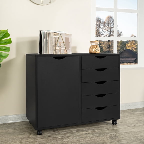 Naomi Home Amy 5-Drawer Office File Storage Cabinet with Shelves, Black, 1 Unit