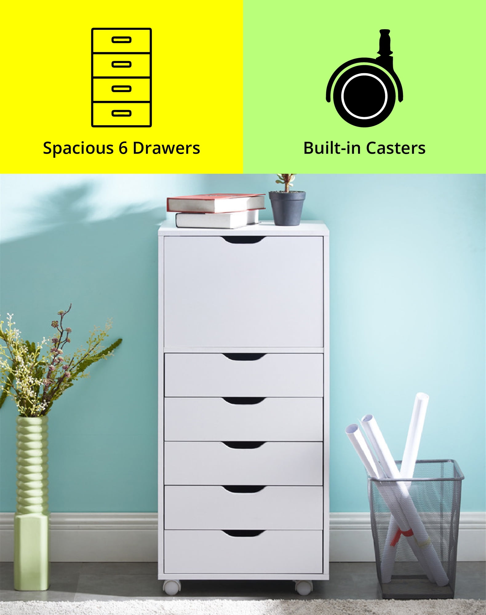 Naomi Home 6 Drawer Office Storage File Under Desk Storage file for Home