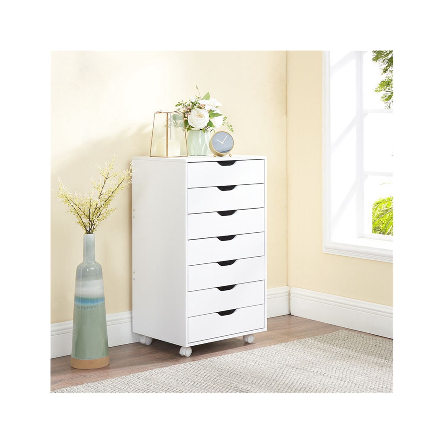 Naomi Home 7-Drawer File Storage Cabinet with Wheels and Printer Stand ...