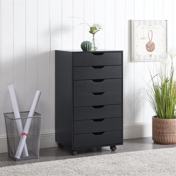 Naomi Home Adult 7-Drawer Storage Cabinet for Bedroom or Closet, Black