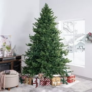 Naomi Home 9ft Traditional Christmas Tree with Lights, Realistic Classic Christmas Tree Prelit with 6230 Branch Tips, 1000 Warm Lights and Metal Stand, Aritificial Christmas Tree