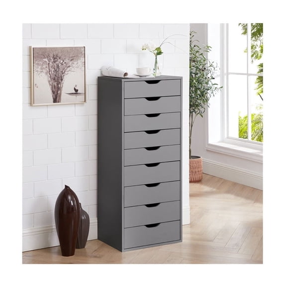 Naomi Home Adult Bianca 9-Drawer Dresser Chest, Gray