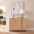 thumbnail image 1 of Naomi Home Amy 5-Drawer Wood Dresser Chest with Cabinet Door, Wooden Storage Cabinet for Bedroom or Living Room, Mobile Storage Organizer & Printer Stand for Home Office, Natural, 1 of 10