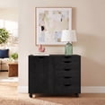 thumbnail image 1 of Naomi Home Amy 5-Drawer Wood Dresser Chest with Cabinet Door, Wooden Storage Cabinet for Bedroom or Living Room, Mobile Storage Organizer & Printer Stand for Home Office, Distressed Black, 1 of 10