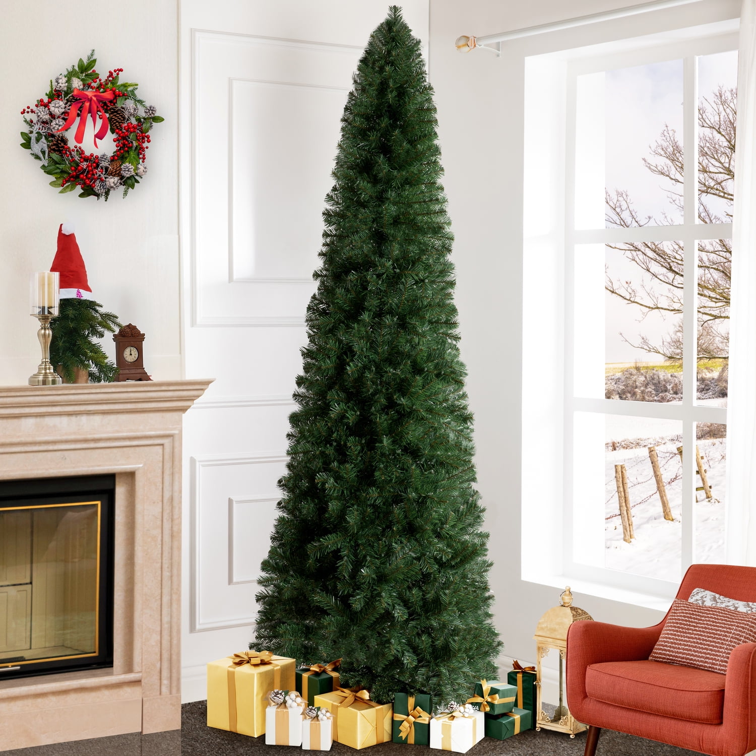 Naomi Home Artificial Christmas Tree with Lights, Pine Fir Prelit
