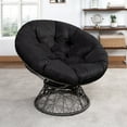 thumbnail image 1 of Naomi Home Barcelona Oversized Swivel Lounge Chair with Tufted Cushion, 360° Swivel, PE Rattan & Steel Frame, Indoor/Outdoor, Black, 1 of 18