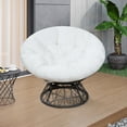 thumbnail image 1 of Naomi Home Barcelona Oversized Swivel Lounge Chair with Tufted Cushion, 360° Swivel, PE Rattan & Steel Frame, Indoor/Outdoor, White, 1 of 18