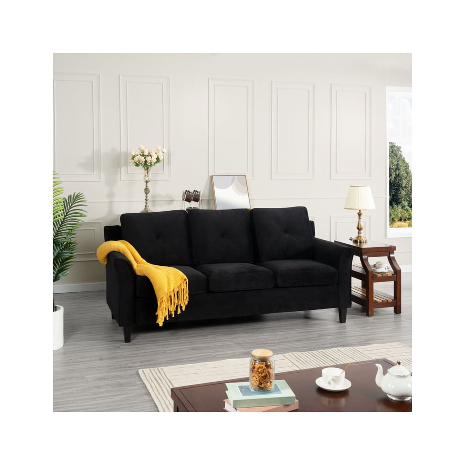 Naomi Home Raelynn Button Tufted Sofa Affordable Caramel Modern  Sofa - Microfiber Couch for Small Spaces Sofa Cama para Sala Modernos  Baratos - Durable Sturdy Living Room Furniture Tool-Free Assembly 