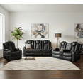 thumbnail image 1 of Naomi Home Chicago Deluxe Theater Style Motion With Adjustable Headrest - Set-Color:Black,Fabric:Air Leather,Set of 3:Chair and Loveseat and Premium Sofa, 1 of 16