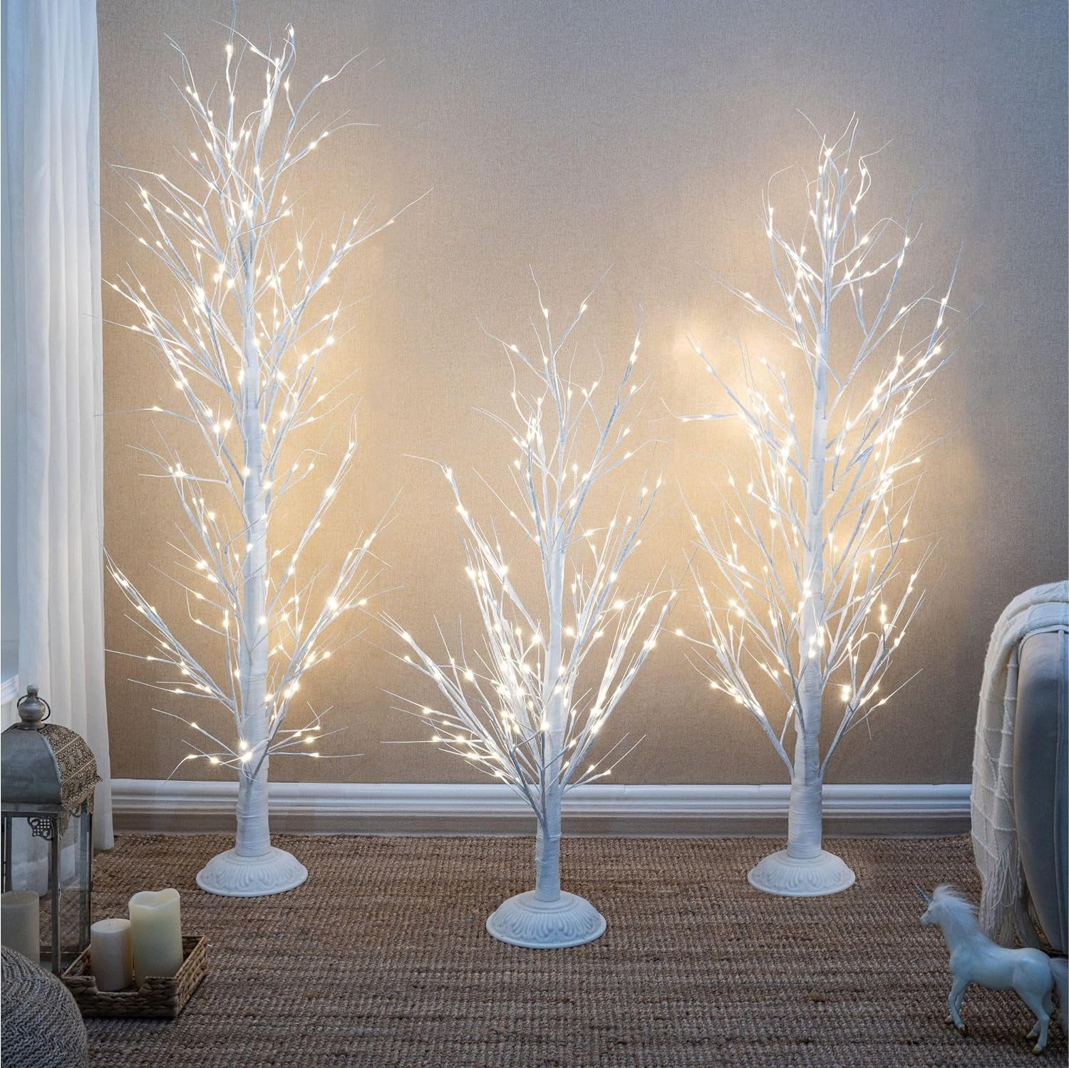 Naomi Home Christmas Tree Set of 3 LED Trees 4ft, 5ft and 6ft White ...