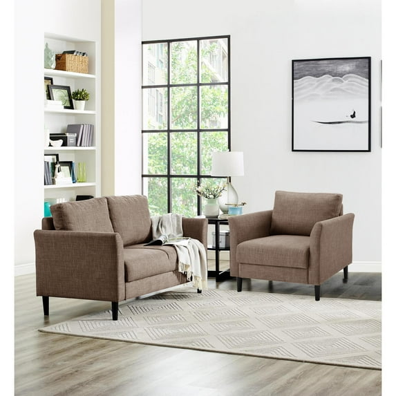 Naomi Home Claire Living Room Loveseat & Accent Chair, Espresso