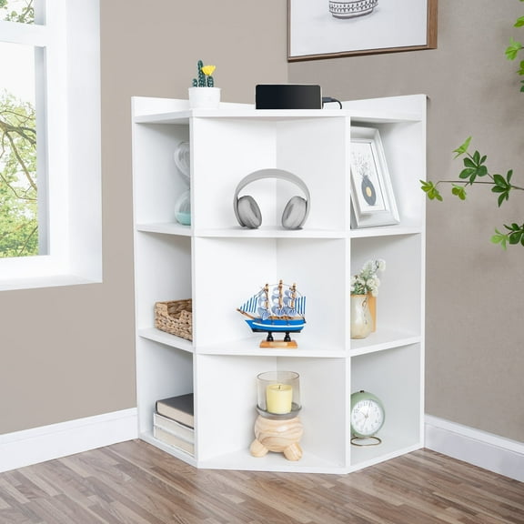 Naomi Home Dona Corner Wooden Storage Cabinet with USB Ports, White