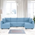 thumbnail image 1 of Naomi Home Elizabeth Modern DIY Collection-Fabric:Linen,Finish:Robin Egg Blue,Style:6 Piece Modular Sectional, 1 of 10