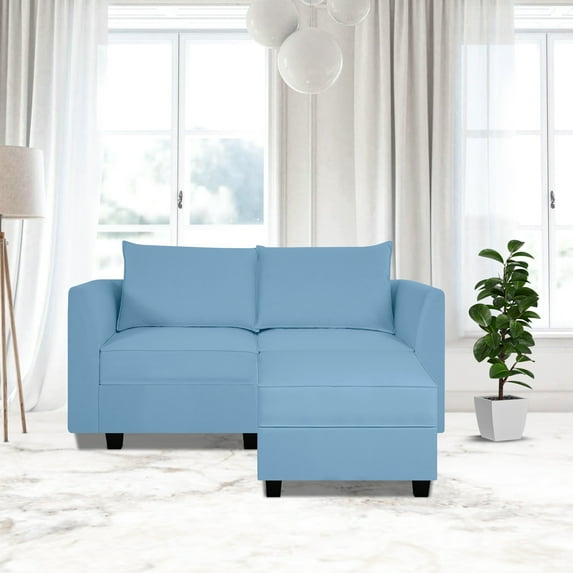 Naomi Home Elizabeth Modern DIY Collection-Fabric:Linen,Finish:Robin Egg Blue,Style:Loveseat with Ottoman