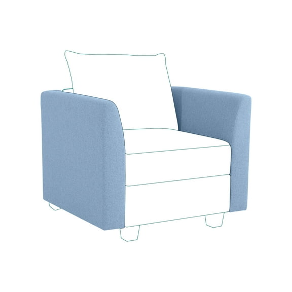 Naomi Home Elizabeth Modern DIY Sofa - Parts-Fabric:Linen,Finish:Robin Egg Blue,Style:Armrest