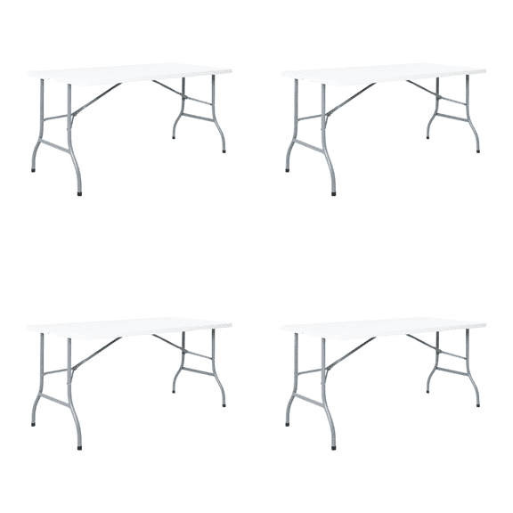 Naomi Home Folding Table 6ft Foldable Table Plastic Table Collapsible Portable Tables Folding Multipurpose Rectangular Resin Fold Up Table 6 Foot for Outdoor Camping Picnic Party White - Set of 4